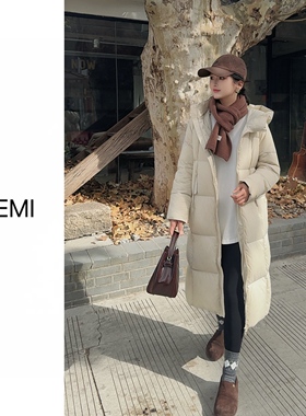 MISS RUILI 定制 2025冬季经典百搭高端连帽长款羽绒服女F1497