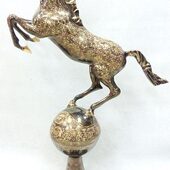 巴基斯坦铜器工艺品踩球铜马动物飞马酒店家居装 饰品玄关摆件