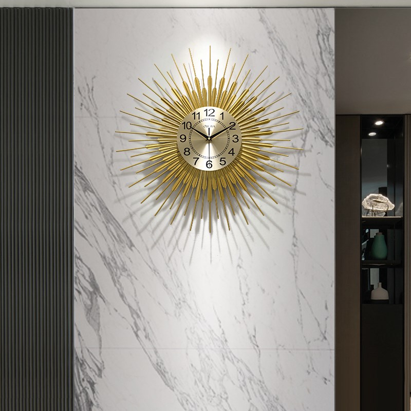 创意钟表2024新款轻奢现代简约客厅挂钟大M气家用时钟艺术太阳挂