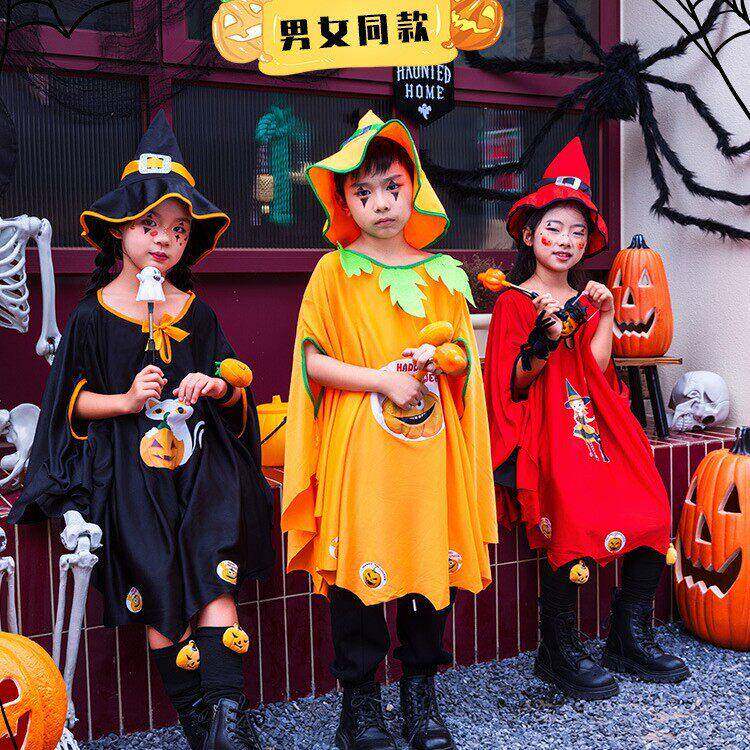 万园圣节DRA装饰巫师披风装儿童南瓜服服饰动幼儿活装扮场景布置