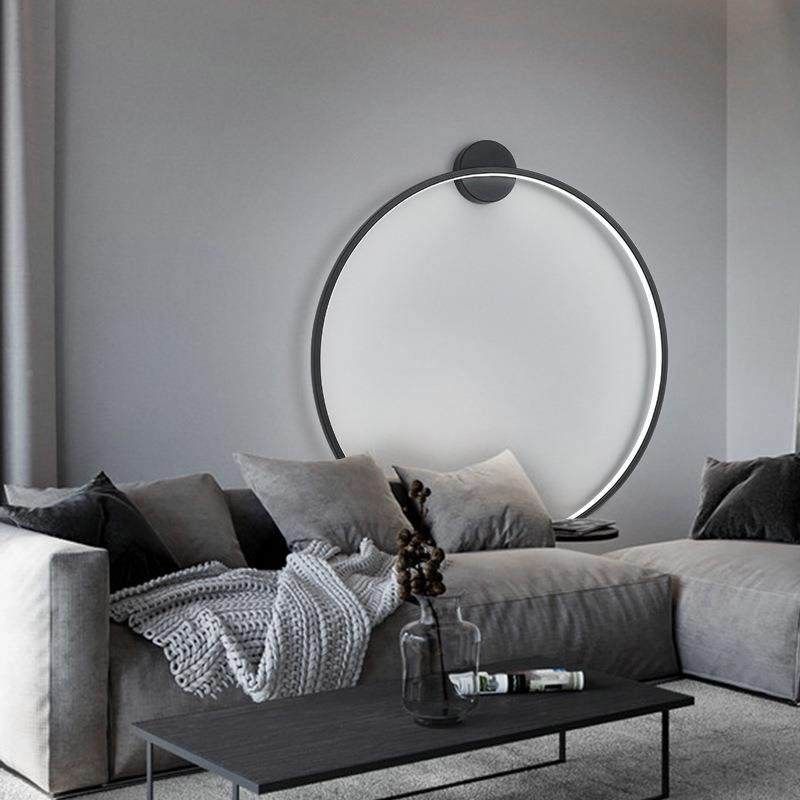 壁灯230免接线客厅灯背景墙灯主卧装轻饰氛围北欧奢圆环室卧床头