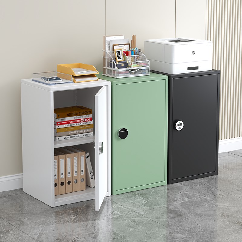 办公室桌下储f物收纳柜带锁铁皮文件柜壁挂式置物柜小型指纹密码