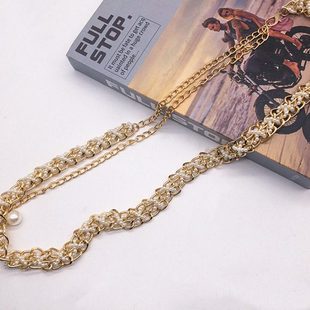 简约金属链条小珍珠条交织窗帘绑带窗帘链子窗饰配件点缀窗帘绑绳