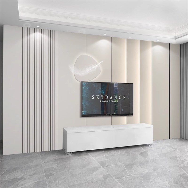 轻奢简约电视墙碳k晶板定制客厅沙发竹木纤维墙板北欧装饰护墙板