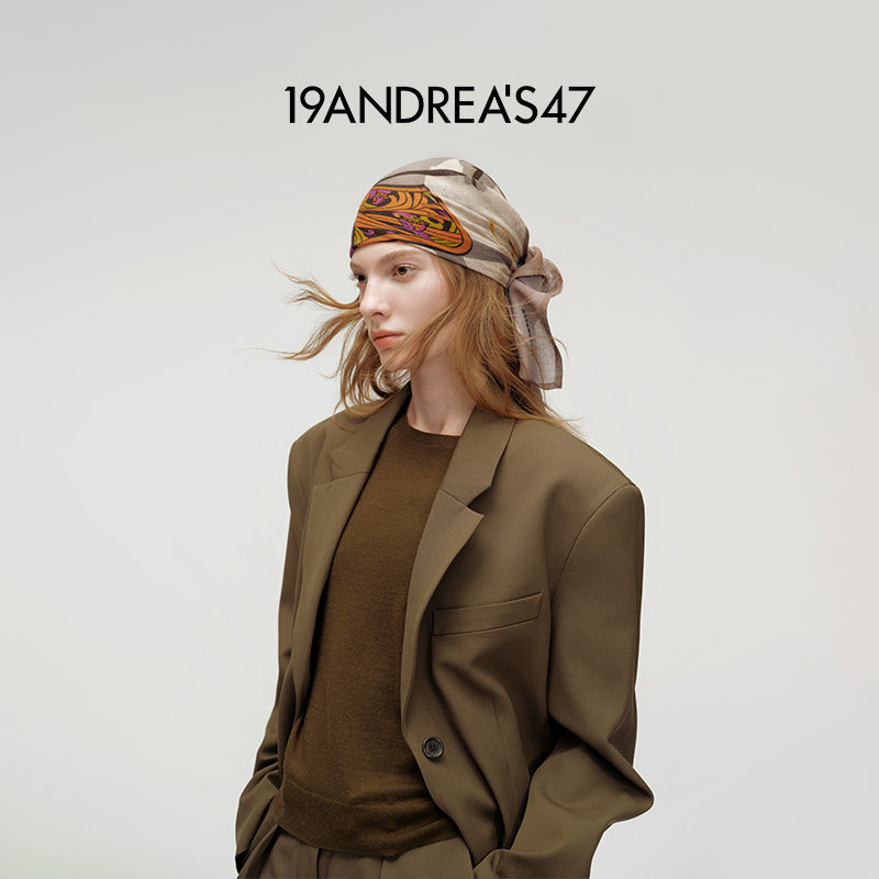 【618抢购】19ANDREA'S47 春夏Carré Horse骏马印花纯羊绒方巾