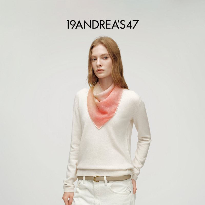 【618抢购】19ANDREA'S47 早秋Square 50轻渐变双色纯羊绒方巾
