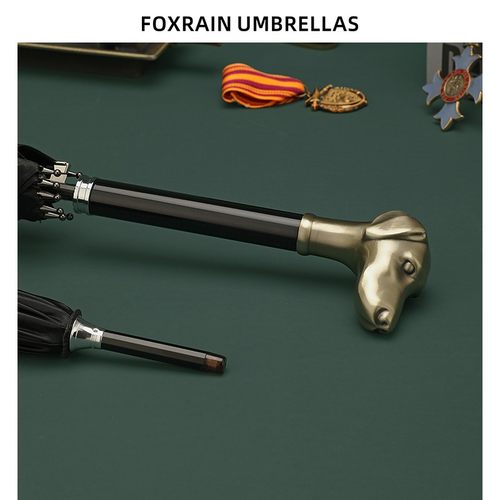 FOXRAIN复古贵族伞动物头y直长柄绅士雨伞男士大号高端定制高级感