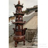 铸铜香炉 铜香炉 寺庙拜佛香炉 圆形复古铜香炉 制作纯铜香炉