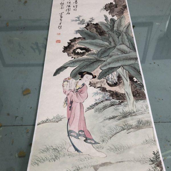 清溥儒仕女图 高清宣纸绢布微喷国画装饰画 工笔人物临摹学习