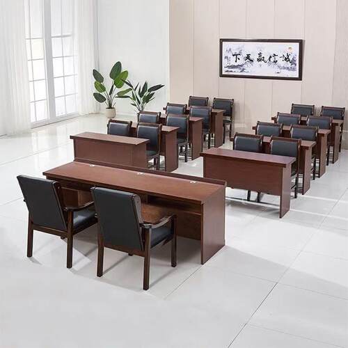 双会议桌椅组油漆桌会议室条人桌0001实木贴皮长条合桌培训条形组