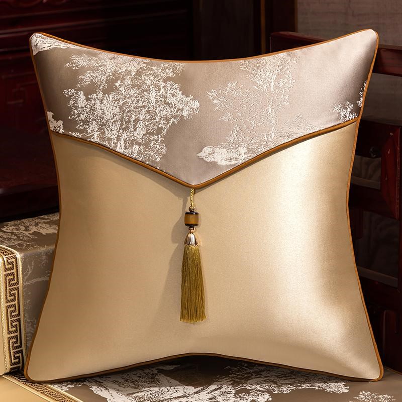 新中式抱枕靠垫中国风红木椅子沙发靠H枕客厅飘窗床头靠背垫腰枕