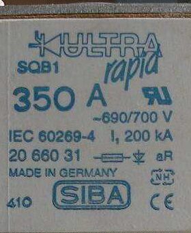 西霸siba风电用保险 快速熔断器2066031 2066132 SQB1/350A 690V