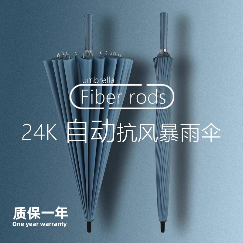 24骨长柄雨伞自k动暴雨专用伞男士大号加固结实抗风女双人直杆大