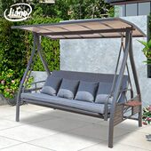 户外秋千庭院吊椅家用摇椅铝合金网红荡秋千别墅阳台室外三人吊椅