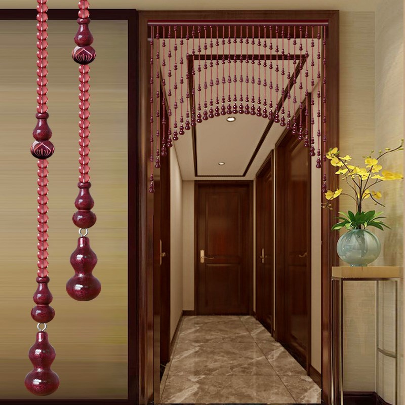 ll桃木葫芦珠帘新款卧室水晶门帘餐厅隔断帘卫生间过道挂帘子免打