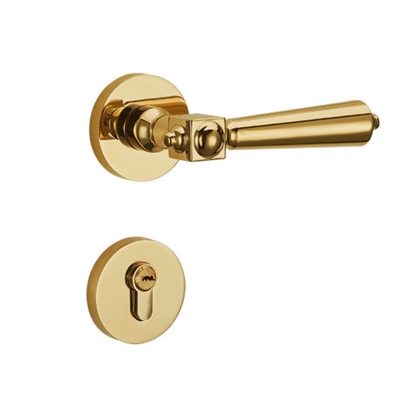 *金色门锁卧室室内木门锁轻奢磁吸静音分体锁家用锁具房门锁门新