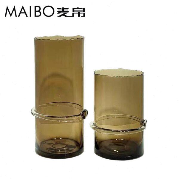 现代简约透明玻璃直筒花瓶居家欧式客厅纯色家居插花摆件装饰品