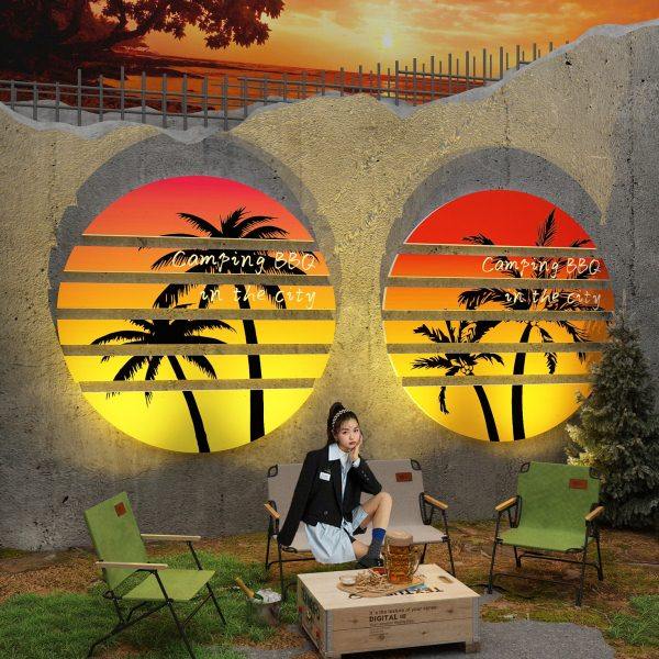 网红院打卡拍照布置露营风氛围民谣酒吧墙面椰子树户外装饰场造景,家居饰品,文化墙贴,淘宝优惠券,粉丝福利购,淘宝优惠卷