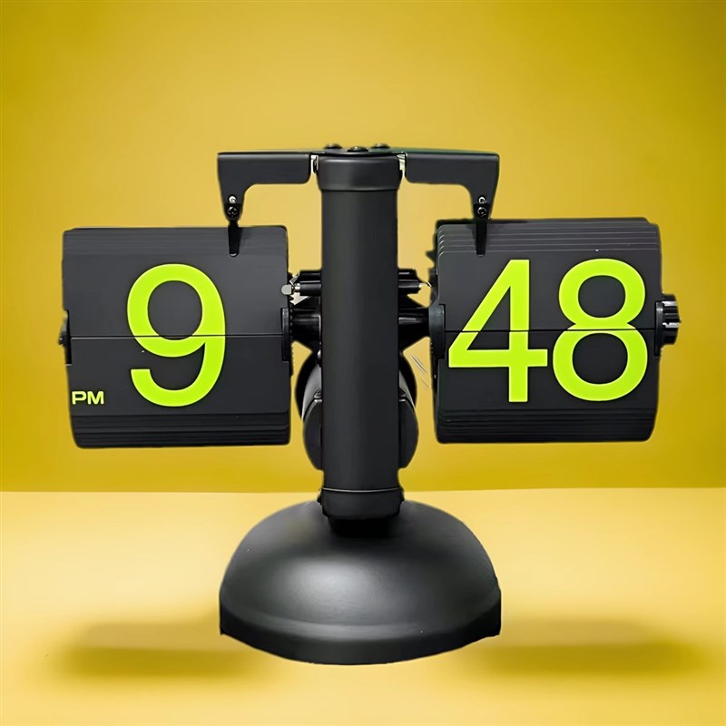 网红复古桌面翻页时钟创意自动电子时钟摆件翻页机械坐钟客厅工厂