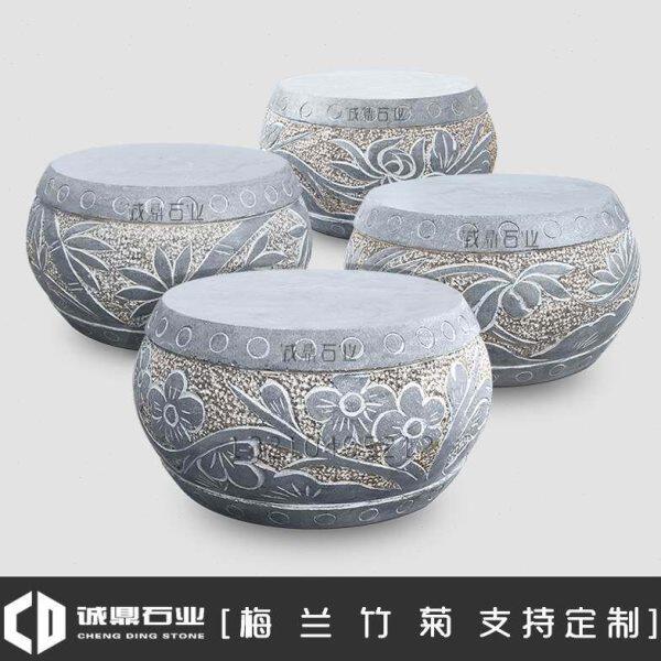 青石石柱底座路障挡车石墩子花架柱子顶柱脚鼓凳门口石头中式定制