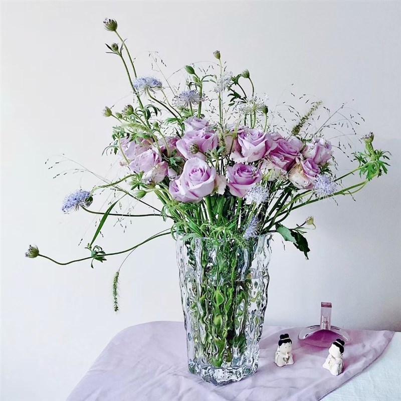 出口水晶龙骨纯手工花瓣菱形口花瓶鲜切花水培插花器家居装饰摆件