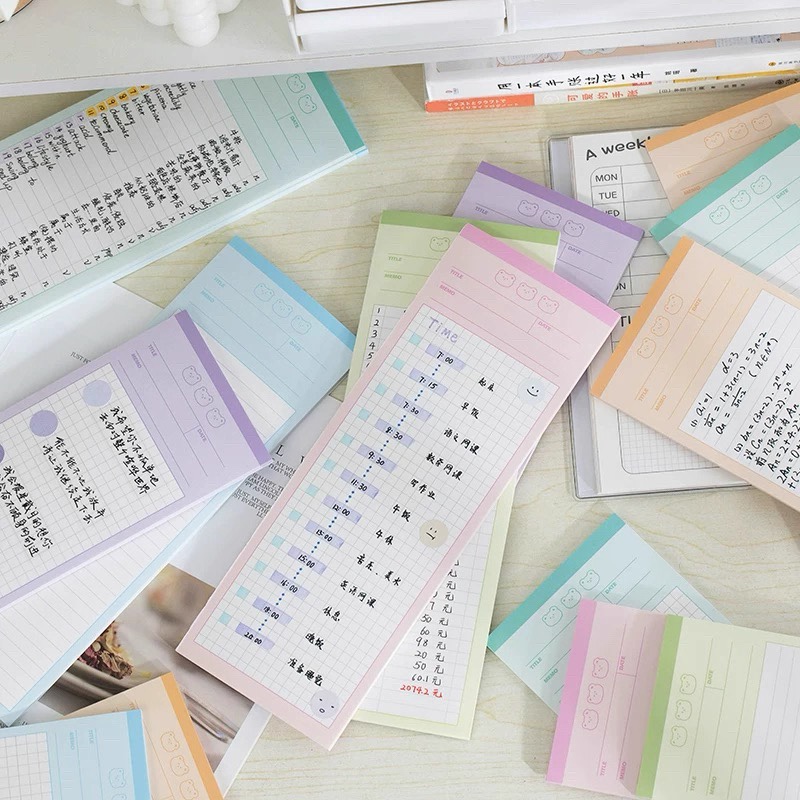 语闲午后微风长条便签本高颜值横线网格简约日常打卡记事本便条纸