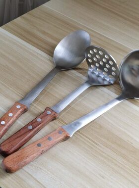 扎实好货木柄不锈钢厨具三款可选大勺子大汤匙压土豆泥捣蒜器N31