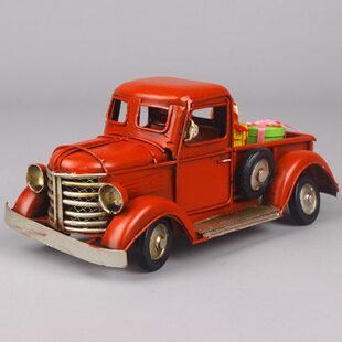 铁艺圣诞皮卡车手工制造卡车运兵车模型 铁皮欧式工艺品摆件