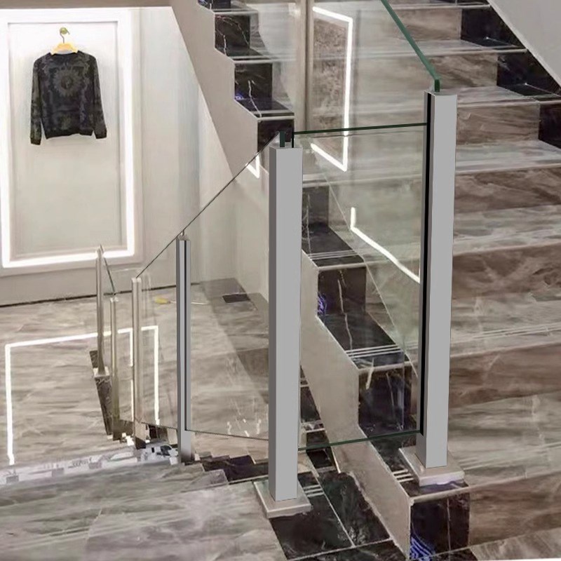 304不锈钢阳台玻璃扶手护栏杆家用楼梯扶手栏杆不锈钢工程立柱