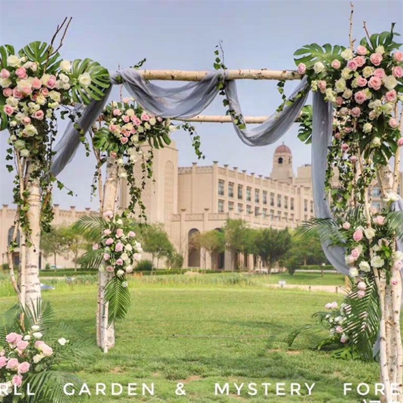 新款森系婚庆白桦木树干拱门木桩架子花门户外道具摆件田园婚礼