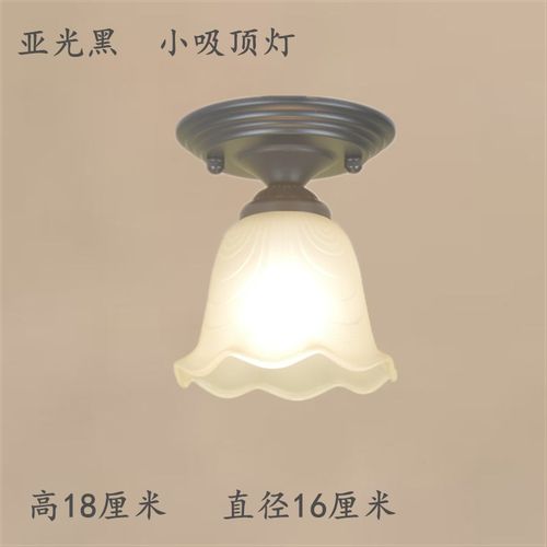 欧式铁艺简约铜色黑色白色单头小吸顶灯阳台玄关走廊过道灯饰包邮