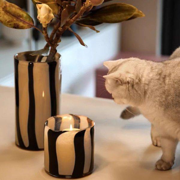 中古摆件复古法式条纹烛台/花瓶香薰蜡烛家用高级感客厅软装氛围,家居饰品,花瓶,淘宝优惠券,粉丝福利购,淘宝优惠卷