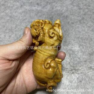 丝金楠木波纹貔貅新貔款寓佳意进宝富艺铭仙苑貅手把件送礼品