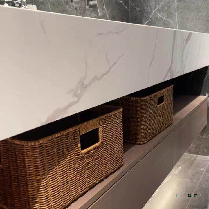 浴室柜下编织收纳筐生卫间子收仿纳F9668J66盒藤编篮置物筐厕所杂