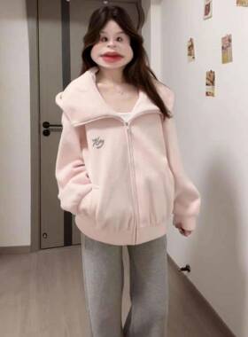 粉连帽外套季2女25I新款今年流行爆款绝巨JLS美色0GI好秋看短款棒