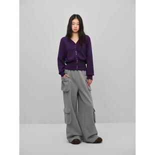 TDDP“温静柔奢“精制秋女毛羊V领短款针毛衣20款25新WSGUAQ季收