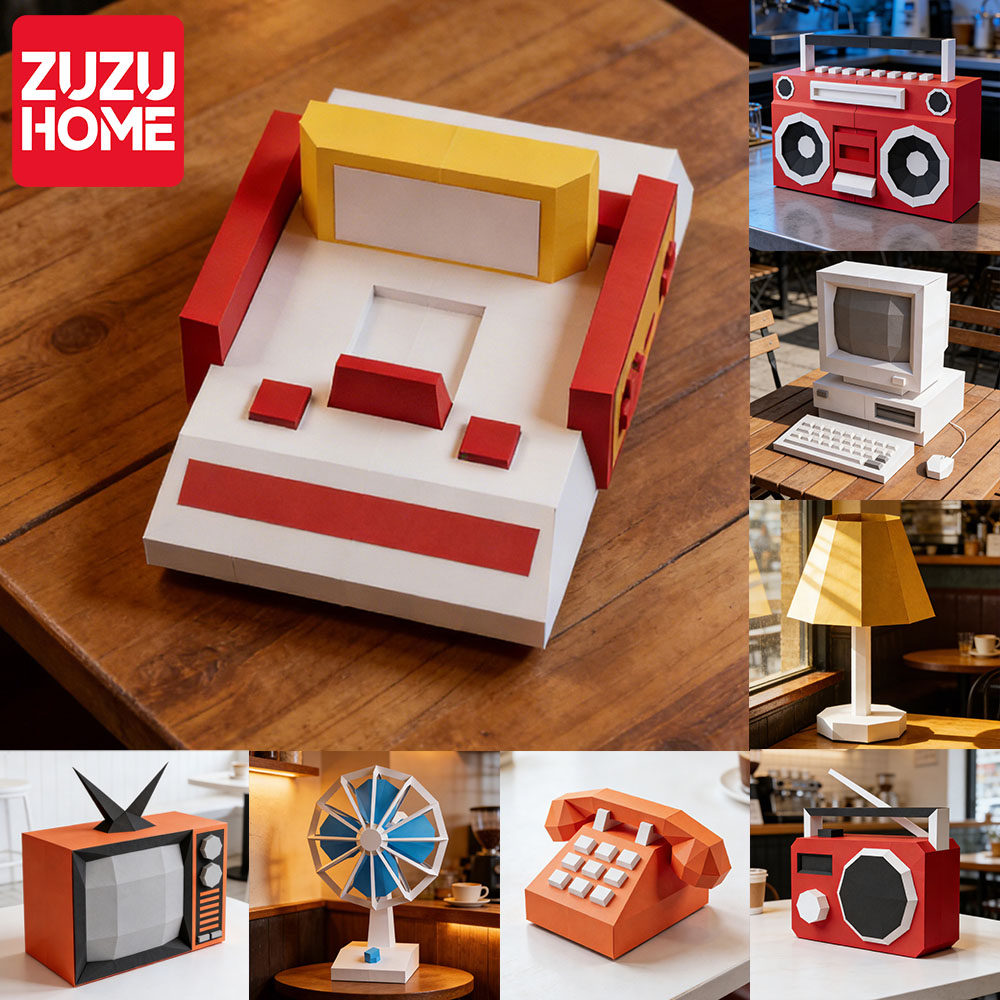 艺术创意3D纸质电器老家电器游戏机立体拼装模型手工摆件设装饰品