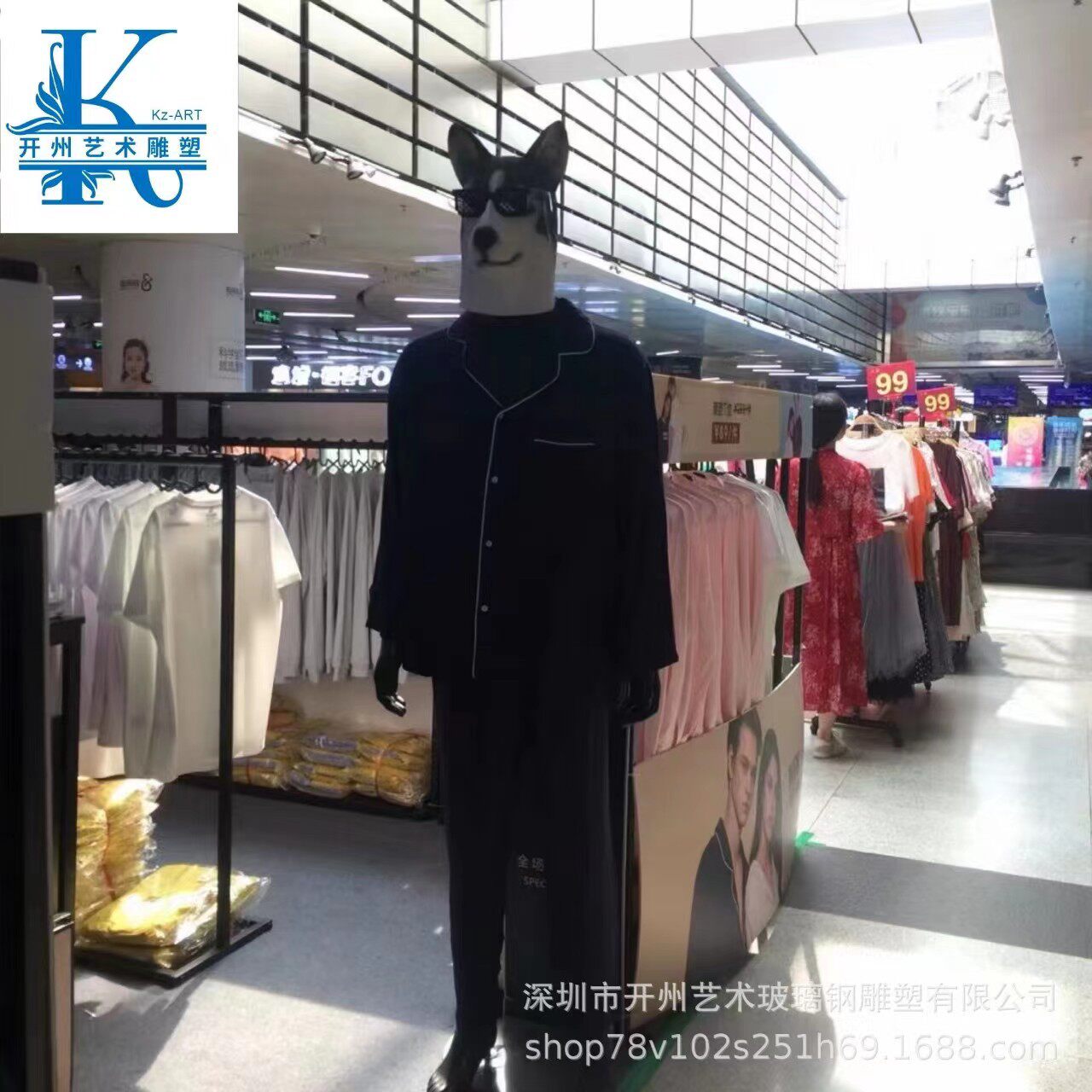 服装店模特道具狗头半身人体雕塑男装假人道具高档橱窗模特展示架