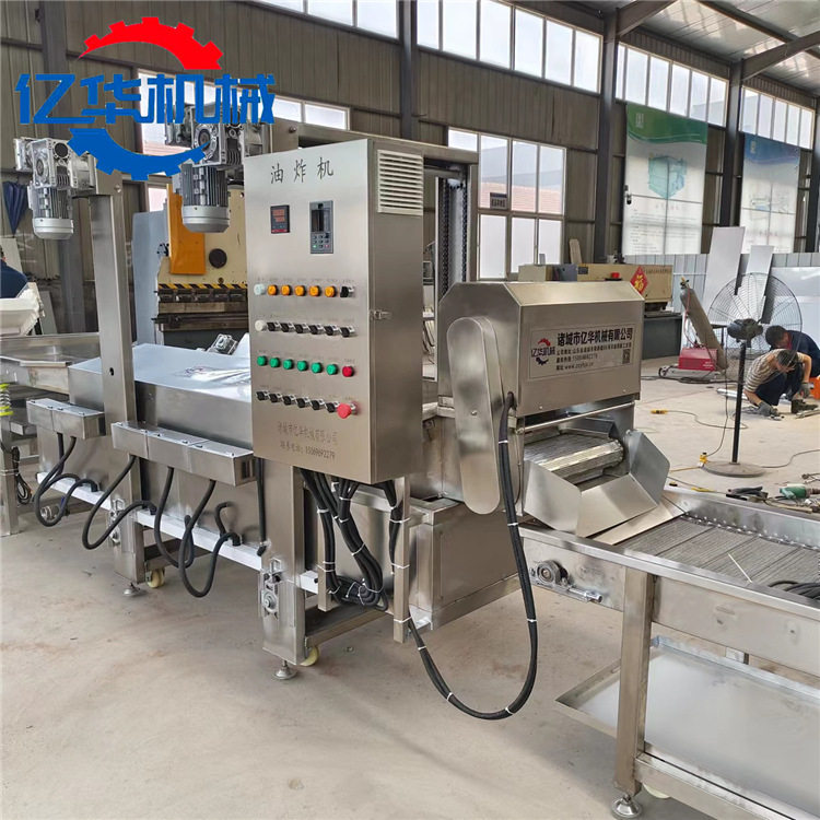 肉饼上浆油炸机全自动鱼饼油炸生产线鸡排鱼排连续式油炸机