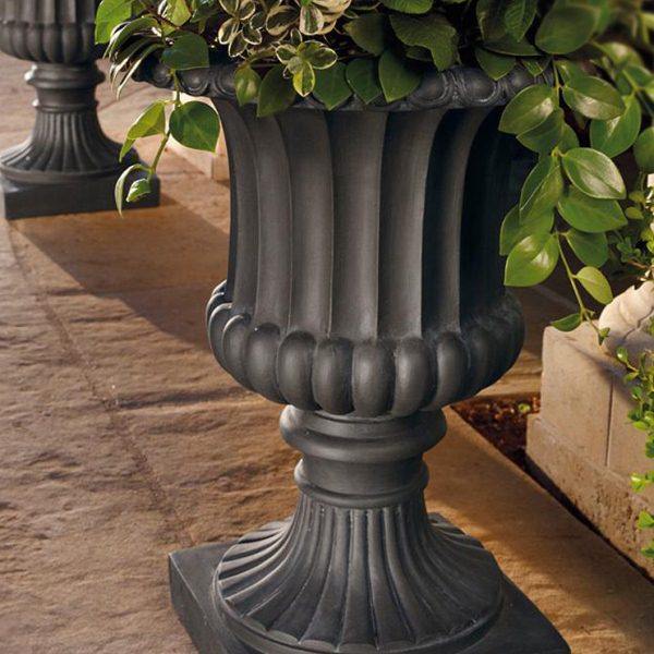 树脂罗马花盆欧式花园落地花器户外黑色庭院装饰别墅门口复古摆件