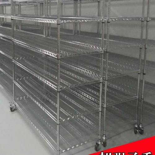 不锈钢货架移动储物架物料架带轮子仓储置物架工厂仓库家用镀铬线