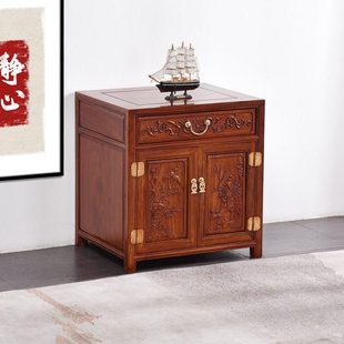 红木床头柜花梨木床边柜实木中式沙发边几矮柜储物地柜卧室电视柜