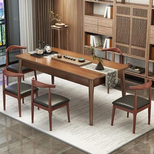 茶桌椅组合小型办公室功夫泡茶台家用阳台茶几中式实木腿茶艺桌子