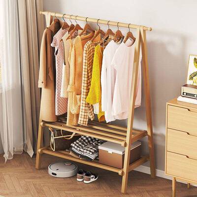 落地衣帽架卧室挂衣客架厅室内多实功CSD服能家用置物架子木挂衣