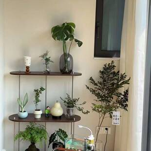 阳台简子约网红花架欧客厅可置物架落地北花架带慕穆轮移动置物架