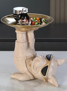 582新款法斗犬摆件玄柜放钥匙收纳托盘奢轻客进门家关居桌厅面装