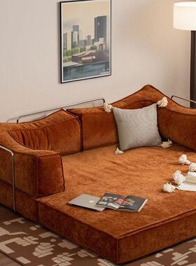 古风布13831艺沙发小户型用客厅家用块丁双模人中直排折叠两复古