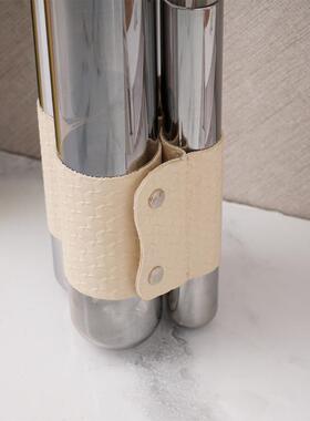 轻板奢感玻璃创意摆件皮革花样间器装品摆baochen-件茶几桌面摆件