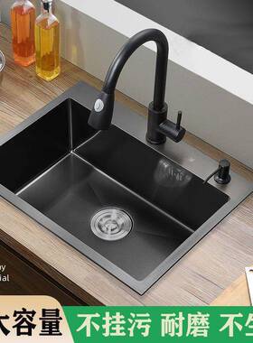 黑色纳米水双家用手菜工洗盆厨房加厚不锈钢洗碗GVQ单水池池盆厂