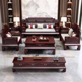 新中式 999金木实木乌沙发组合客厅大古小户型夏两用高档典花家